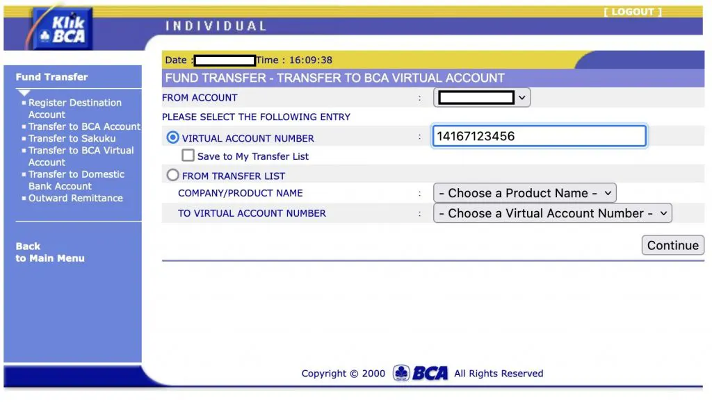 cara menggunakan VA BCA